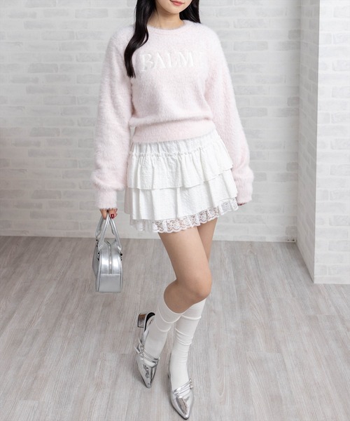 clear（クリア）の「ロゴ刺繍フェザーニットトップス［大人 カジュアル 着回し力抜群］≪AW新作≫（ニット/セーター・レディース・アイボリー/グレー/ホワイト系その他2/ベージュ/ピンク・F）」の17枚目の写真