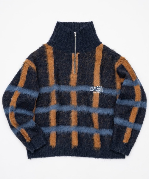 check half zip knit / チェックハーフジップニット（ニット/セーター