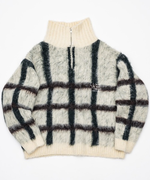 check half zip knit / チェックハーフジップニット（ニット/セーター
