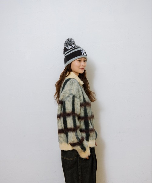 kaoyorinakami（カオヨリナカミ）の「check half zip knit / チェックハーフジップニット（ニット/セーター・メンズ・アイボリー/ネイビー・SMALL/MEDIUM/LARGE/X-LARGE）」の9枚目の写真
