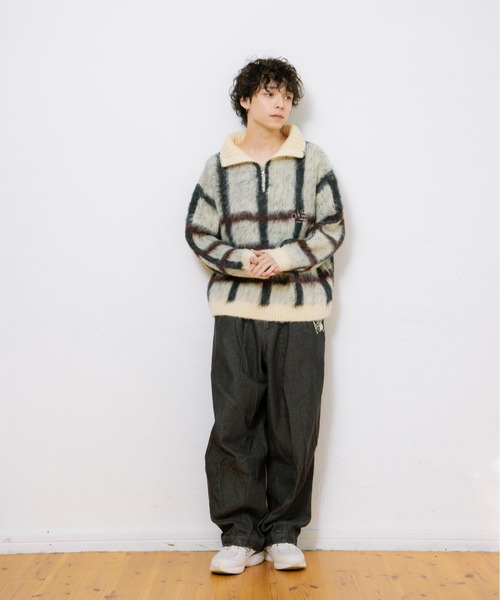 check half zip knit / チェックハーフジップニット（ニット/セーター