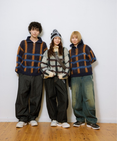 kaoyorinakami（カオヨリナカミ）の「check half zip knit / チェックハーフジップニット（ニット/セーター・メンズ・アイボリー/ネイビー・SMALL/MEDIUM/LARGE/X-LARGE）」の10枚目の写真