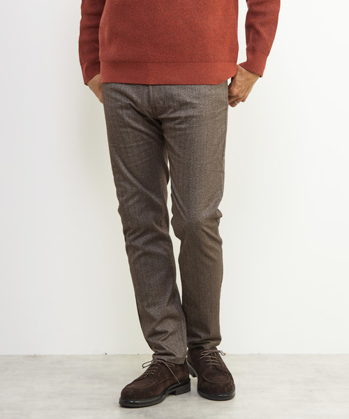 MEN'S MELROSE(メンズメルローズ)の「ソフトサーモヘリンボーンスリムテーパード5ポケットパンツ(その他パンツ・メンズ・ブラウン/ネイビー/グレー/チャコールグレー・2/4/5/3)」の4枚目の写真