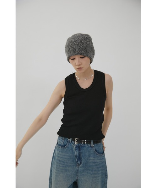 VION(ヴィオン)の「ベーシックリブニットタンクトップ / Basic Rib Knit Tanktop(タンクトップ・レディース・グレー/ブラック/ブラウン・FREE)」の12枚目の写真