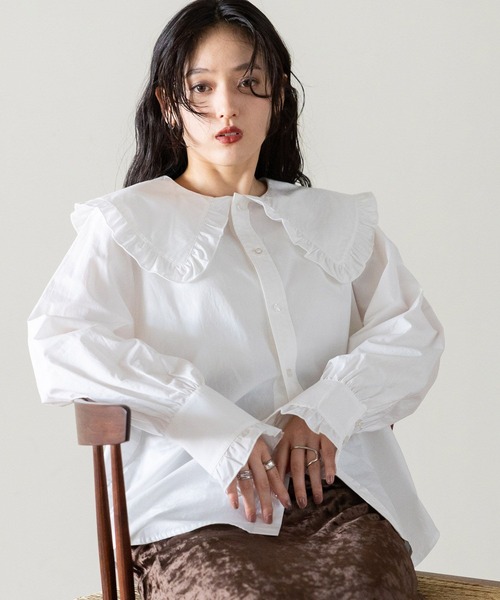 RAGEBLUE(レイジブルー)の「BIGカラーブラウス(シャツ/ブラウス・レディース・ホワイト系2/ホワイト系1/ホワイト系3・FREE)」の2枚目の写真