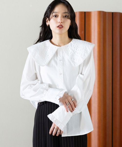 RAGEBLUE(レイジブルー)の「BIGカラーブラウス(シャツ/ブラウス・レディース・ホワイト系2/ホワイト系1/ホワイト系3・FREE)」の1枚目の写真