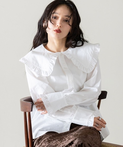 RAGEBLUE(レイジブルー)の「BIGカラーブラウス(シャツ/ブラウス・レディース・ホワイト系2/ホワイト系1/ホワイト系3・FREE)」の17枚目の写真