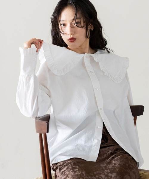 RAGEBLUE(レイジブルー)の「BIGカラーブラウス(シャツ/ブラウス・レディース・ホワイト系2/ホワイト系1/ホワイト系3・FREE)」の18枚目の写真