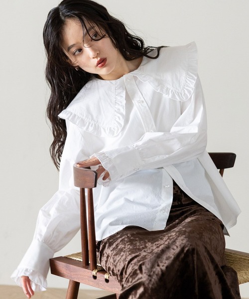 RAGEBLUE(レイジブルー)の「BIGカラーブラウス(シャツ/ブラウス・レディース・ホワイト系2/ホワイト系1/ホワイト系3・FREE)」の19枚目の写真