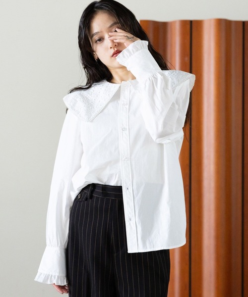 RAGEBLUE(レイジブルー)の「BIGカラーブラウス(シャツ/ブラウス・レディース・ホワイト系2/ホワイト系1/ホワイト系3・FREE)」の12枚目の写真