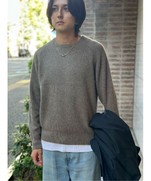 ESTNATION（エストネーション）の「ESTNATION / ヤクウール ミドルゲージニット（ニット/セーター・メンズ・ブラウン/グレー・MEDIUM/LARGE）」の7枚目の写真