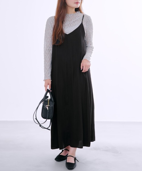 COHINA(コヒナ)の「2wayとろみキャミワンピース 【低身長・小柄女性】(ワンピース・レディース・ブラック/ピンク/ブラウン・SHORT/REGULAR)」の2枚目の写真