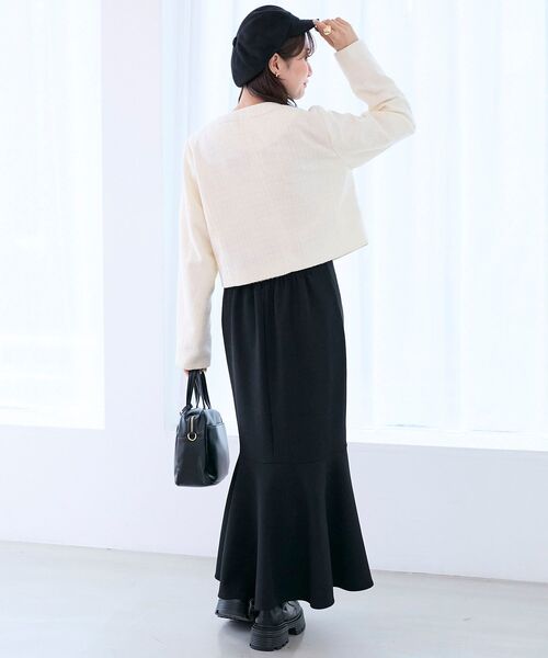 MAJESTIC LEGON(マジェスティックレゴン)の「ツイードフリンジジャケット(その他アウター・レディース・ブラック/アイボリー/ピンク・MEDIUM)」の6枚目の写真