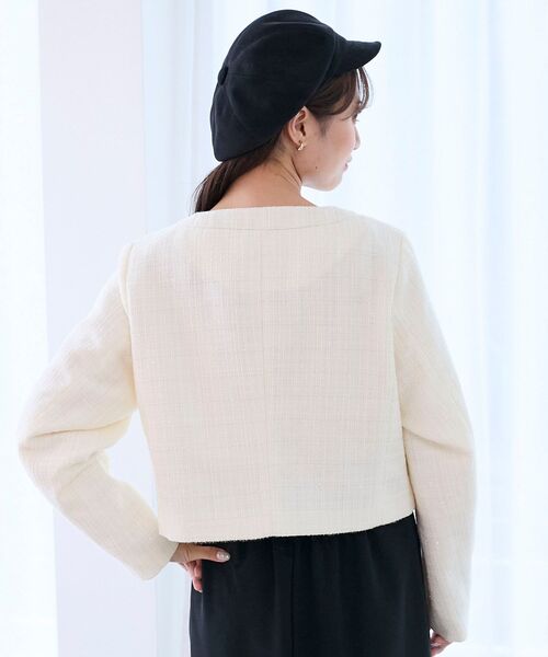 MAJESTIC LEGON(マジェスティックレゴン)の「ツイードフリンジジャケット(その他アウター・レディース・ブラック/アイボリー/ピンク・MEDIUM)」の9枚目の写真