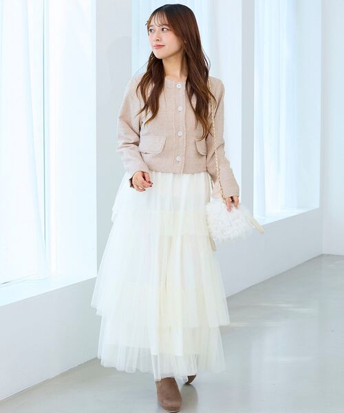 MAJESTIC LEGON(マジェスティックレゴン)の「ツイードフリンジジャケット(その他アウター・レディース・ブラック/アイボリー/ピンク・MEDIUM)」の11枚目の写真