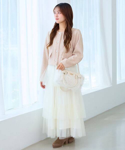 MAJESTIC LEGON(マジェスティックレゴン)の「ツイードフリンジジャケット(その他アウター・レディース・ブラック/アイボリー/ピンク・MEDIUM)」の12枚目の写真