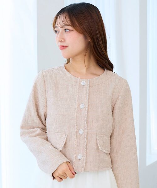 MAJESTIC LEGON(マジェスティックレゴン)の「ツイードフリンジジャケット(その他アウター・レディース・ブラック/アイボリー/ピンク・MEDIUM)」の14枚目の写真