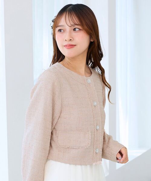 MAJESTIC LEGON(マジェスティックレゴン)の「ツイードフリンジジャケット(その他アウター・レディース・ブラック/アイボリー/ピンク・MEDIUM)」の15枚目の写真