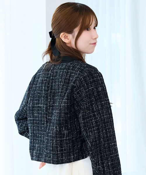 MAJESTIC LEGON(マジェスティックレゴン)の「ツイードフリンジジャケット(その他アウター・レディース・ブラック/アイボリー/ピンク・MEDIUM)」の19枚目の写真