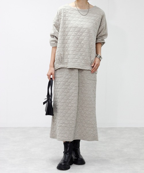 Fizz（フィズ）の「トライアングルキルト　ストレートスカート（スカート・レディース・カーキ/ブラック/ベージュ・L/M）」の4枚目の写真