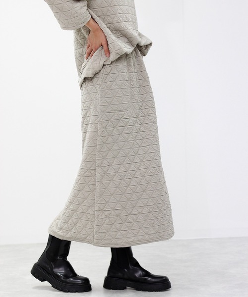 Fizz（フィズ）の「トライアングルキルト　ストレートスカート（スカート・レディース・カーキ/ブラック/ベージュ・L/M）」の5枚目の写真