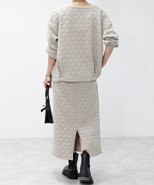 Fizz（フィズ）の「トライアングルキルト　ストレートスカート（スカート・レディース・カーキ/ブラック/ベージュ・L/M）」の6枚目の写真