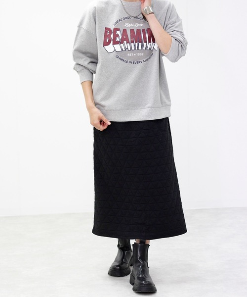 Fizz（フィズ）の「トライアングルキルト　ストレートスカート（スカート・レディース・カーキ/ブラック/ベージュ・L/M）」の7枚目の写真