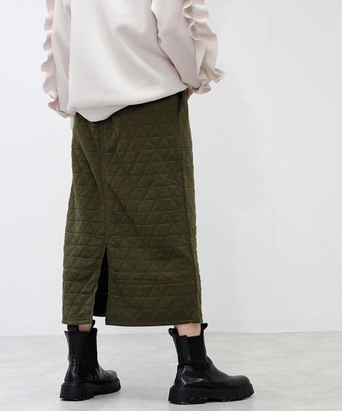 Fizz（フィズ）の「トライアングルキルト　ストレートスカート（スカート・レディース・カーキ/ブラック/ベージュ・L/M）」の10枚目の写真