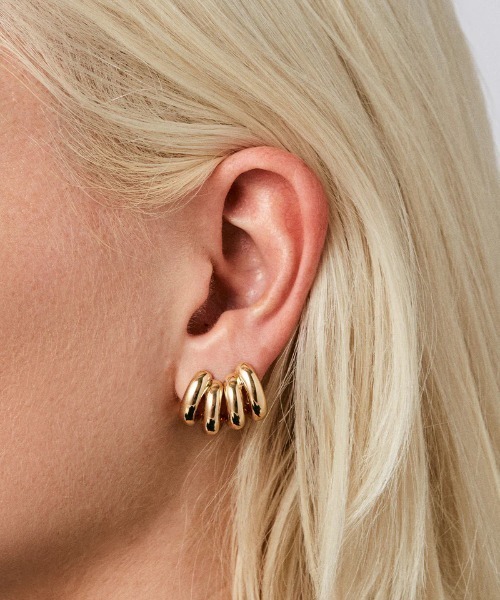 JENNYBIRD(ジェニーバード)の「【JENNY BIRD/ジェニーバード】ミニフープ風デザインピアス Mini Florence Earrings(ピアス(両耳用)・レディース・シルバー/ゴールド/シルバー×ゴールド・FREE)」の5枚目の写真
