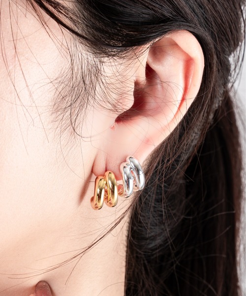 JENNYBIRD(ジェニーバード)の「【JENNY BIRD/ジェニーバード】ミニフープ風デザインピアス Mini Florence Earrings(ピアス(両耳用)・レディース・シルバー/ゴールド/シルバー×ゴールド・FREE)」の7枚目の写真
