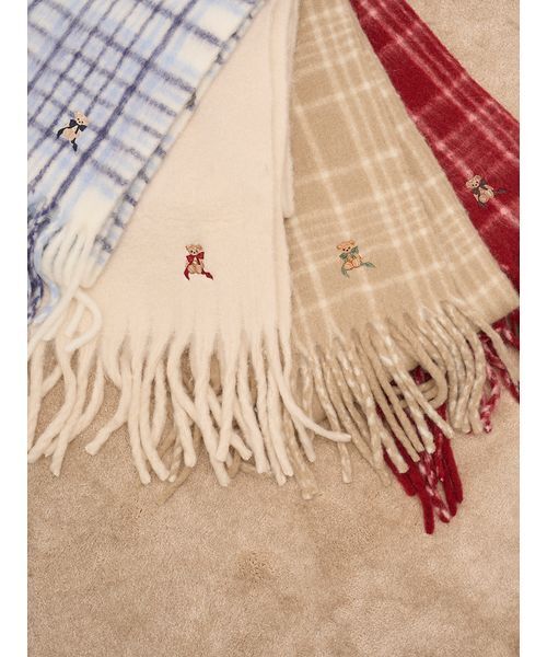 SNIDEL（スナイデル）の「リボンベアーマフラー（マフラー・レディース・アイボリー/ライトブルー/ベージュ・F）」の6枚目の写真