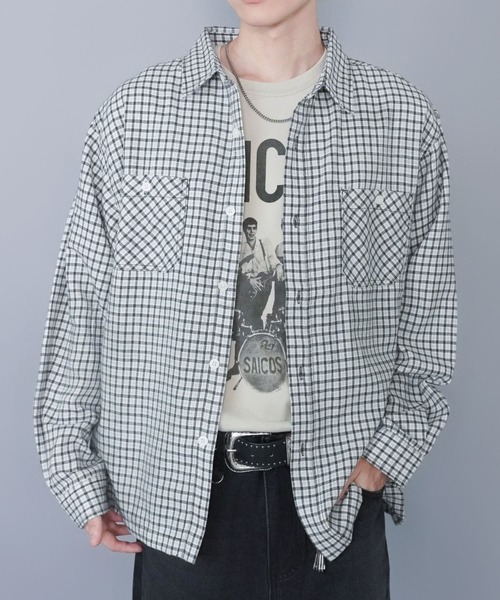 SPINNS（スピンズ）の「ネルチェックシャツ/ギンガム/ブロック/オンブレ（シャツ/ブラウス・メンズ・ブラック/ベージュ/ネイビー/ブラウン/オフホワイト/ブルー・ONESIZE）」の2枚目の写真