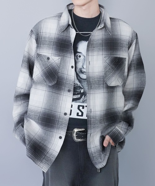 SPINNS（スピンズ）の「ネルチェックシャツ/ギンガム/ブロック/オンブレ（シャツ/ブラウス・メンズ・ブラック/ベージュ/ネイビー/ブラウン/オフホワイト/ブルー・ONESIZE）」の15枚目の写真