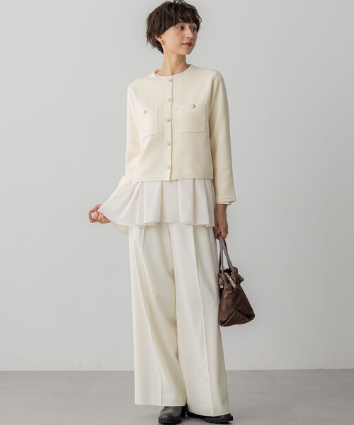 23区（ニジュウサンク）の「ベロアニット カーディガン（カーディガン/ボレロ・レディース・アイボリー系/ブラック系・40/38）」の8枚目の写真