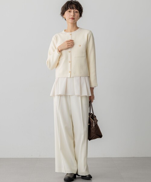 23区（ニジュウサンク）の「ベロアニット カーディガン（カーディガン/ボレロ・レディース・アイボリー系/ブラック系・40/38）」の9枚目の写真