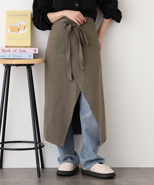 ウォッシュドコットン ギャルソンエプロン（エプロン）｜l'atelier
