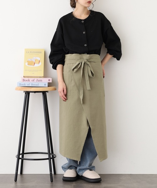 ウォッシュドコットン ギャルソンエプロン（エプロン）｜l'atelier