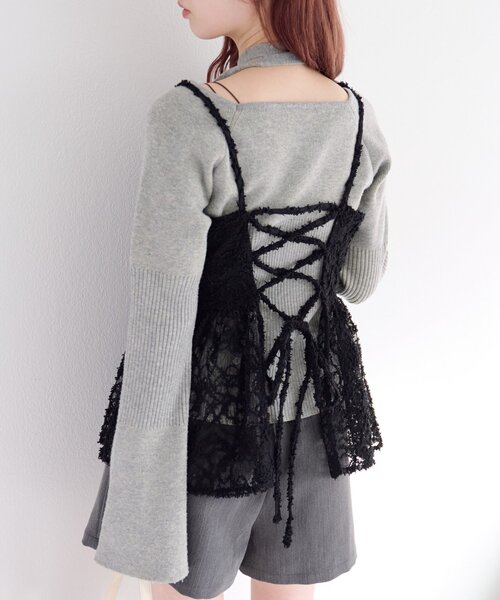 Kastane（カスタネ）の「フェザーライクレースビスチェ（キャミソール・レディース・アイボリー/ブラック・FREE）」の21枚目の写真