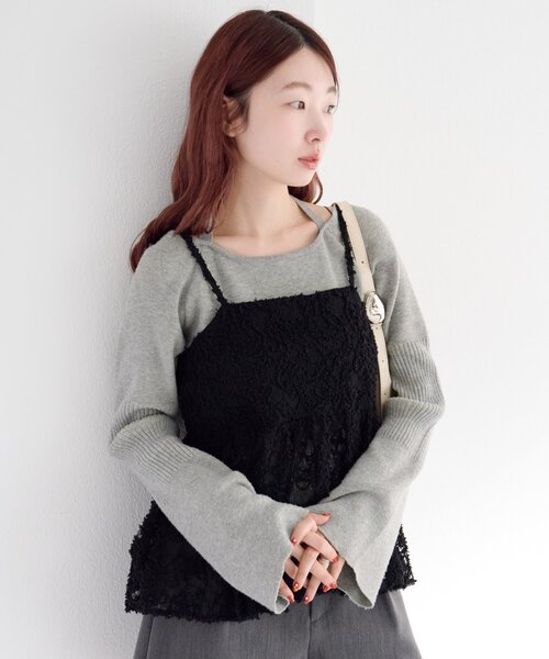 Kastane（カスタネ）の「フェザーライクレースビスチェ（キャミソール・レディース・アイボリー/ブラック・FREE）」の22枚目の写真