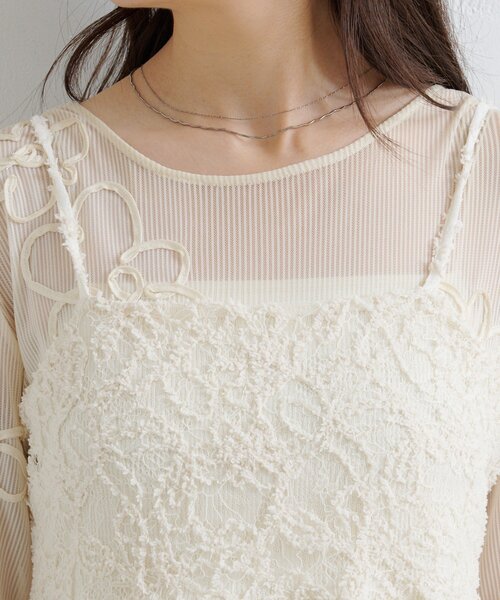 Kastane（カスタネ）の「フェザーライクレースビスチェ（キャミソール・レディース・アイボリー/ブラック・FREE）」の4枚目の写真
