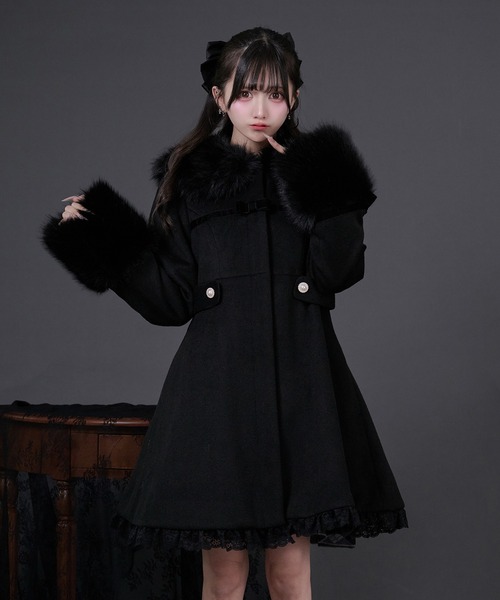 セール】ファーカラー付きリボンフレアコート（その他アウター）｜Pal