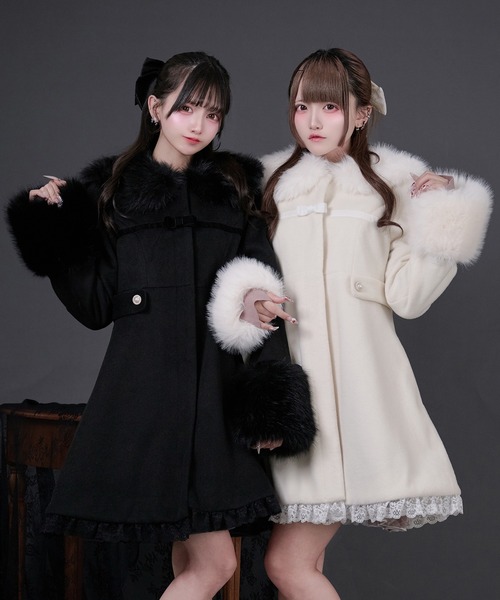 セール】ファーカラー付きリボンフレアコート（その他アウター）｜Pal