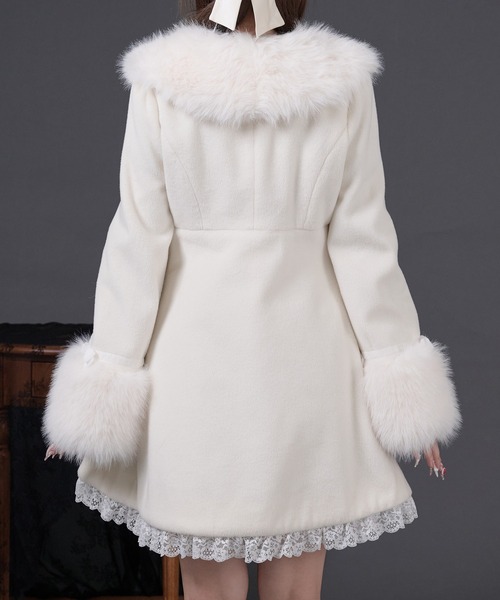 ファーカラー付きリボンフレアコート（その他アウター）｜Pal elfy