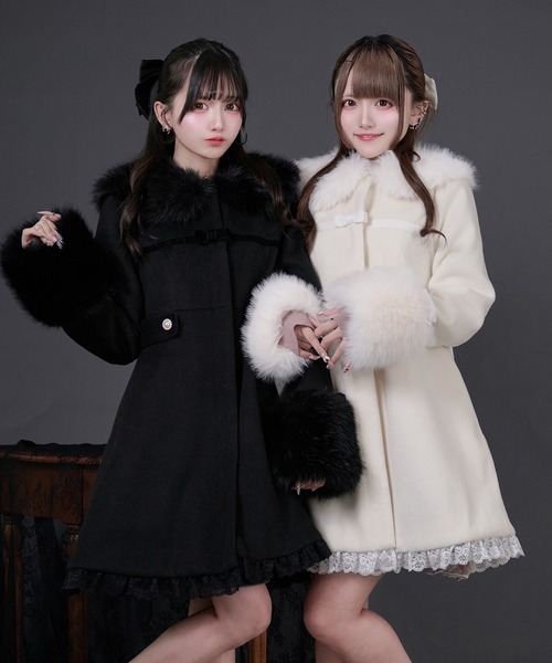 セール】ファーカラー付きリボンフレアコート（その他アウター）｜Pal