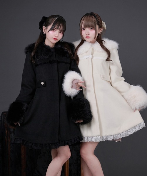 セール】ファーカラー付きリボンフレアコート（その他アウター）｜Pal