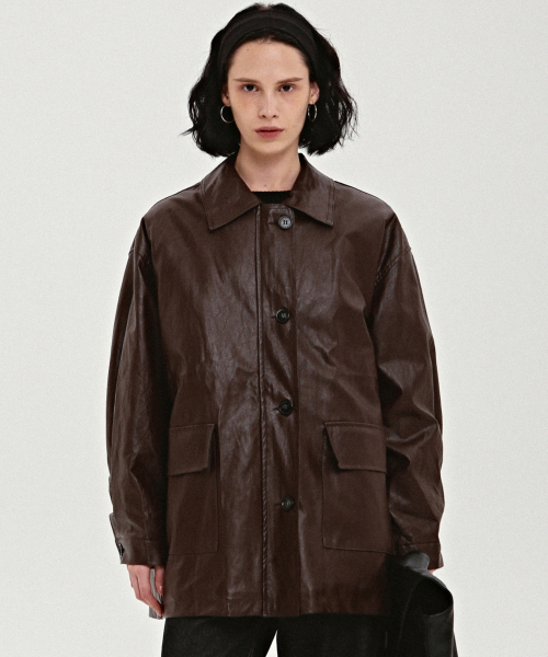 NICK&NICOLE(ニックアンドニコール)の「CLASSIC STRING MIDI LEATHER PADDING_BROWN(ダウンジャケット/コート・レディース・その他・FREE)」の1枚目の写真