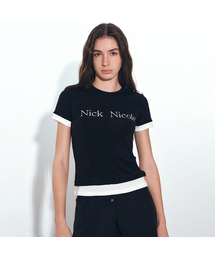 HALF LAYERED PINTUCK SLIM SLEEVE TOP_BLACK