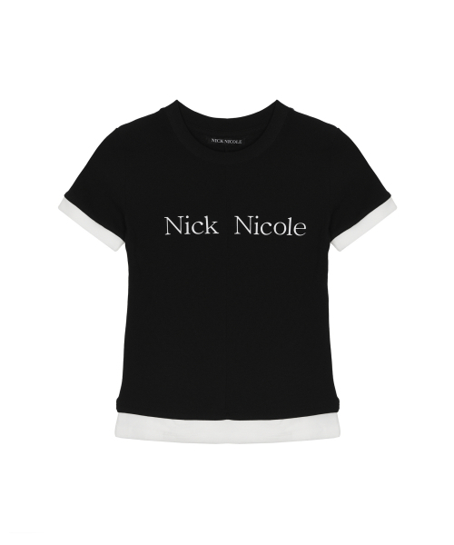 NICK&NICOLE(ニックアンドニコール)の「HALF LAYERED PINTUCK SLIM SLEEVE TOP_BLACK(Tシャツ/カットソー・レディース・ブラック・FREE)」の4枚目の写真