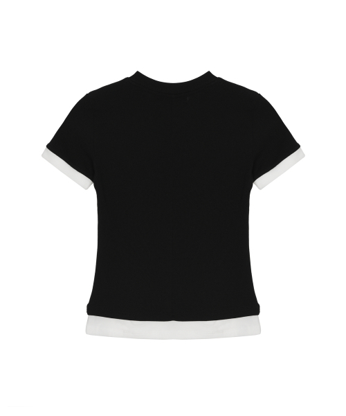 NICK&NICOLE(ニックアンドニコール)の「HALF LAYERED PINTUCK SLIM SLEEVE TOP_BLACK(Tシャツ/カットソー・レディース・ブラック・FREE)」の5枚目の写真
