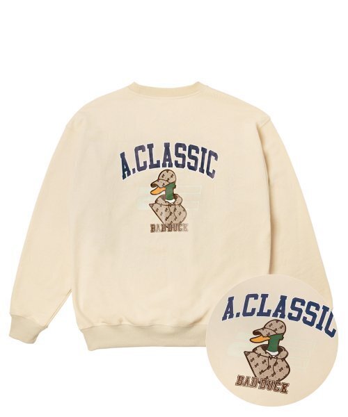 AKIII CLASSIC(アキクラシック)の「BAD DUCK クルーネック ベージュ(スウェット・メンズ・その他・MEDIUM/LARGE)」の1枚目の写真